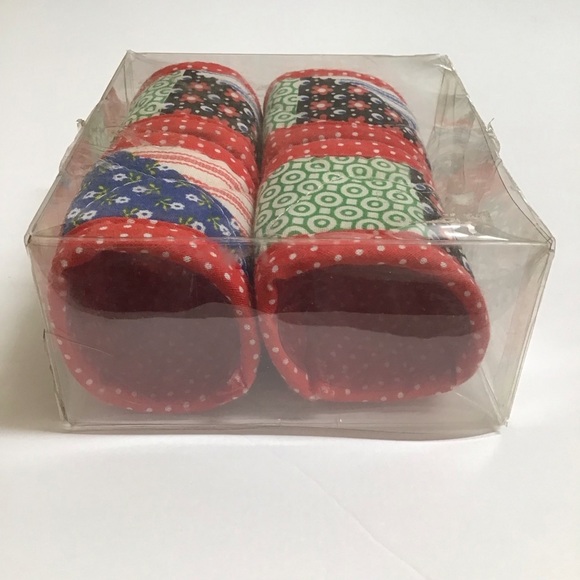 Vintage Calico Fabric Quilted Napkin Rings SET OF 4 Dining Boho Farmhouse NEW - Picture 7 of 10